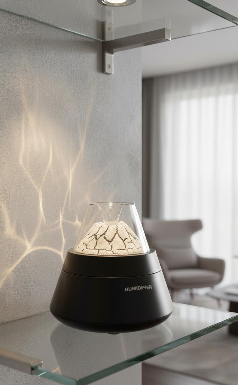 Volcano Flame Aroma Diffuser – Ultrasonic Mist Humidifier with Ambient Light