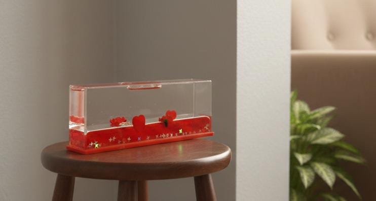 Liquid Motion Heart Wave Paperweight – Red Valentine's Desk Toy