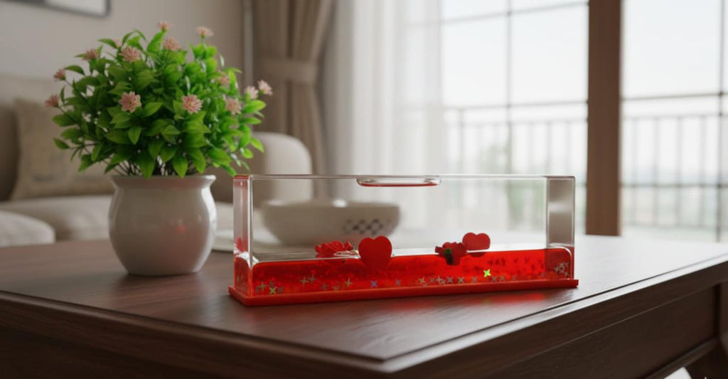 Liquid Motion Heart Wave Paperweight – Red Valentine's Desk Toy