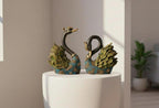 Elegant Swan Couple Figurines (Set of 2) – Textured Resin Love Birds