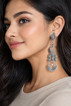 Majestic Peacock Chandbali Style Oxidised Earrings